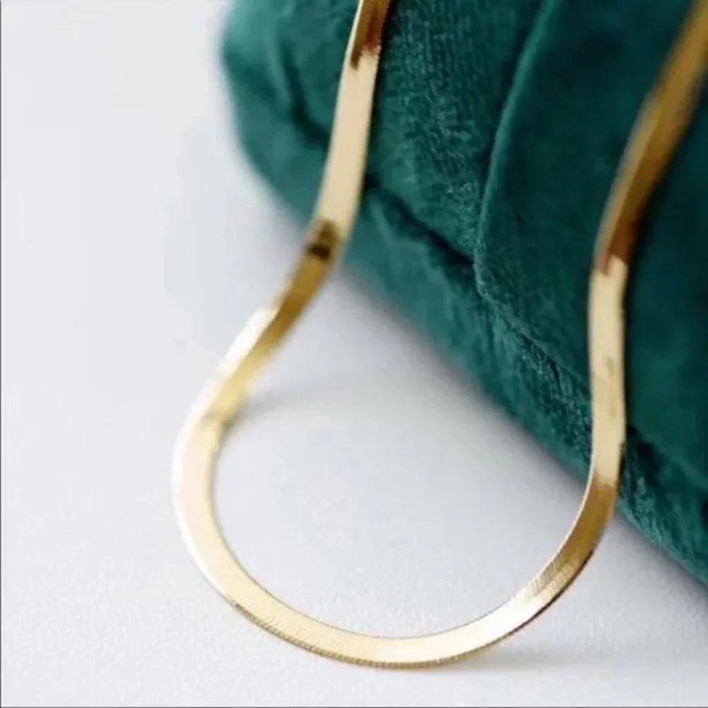 HERRINGBONE 18K GOLD CHAIN NECKLACE, NICE NECKLACE, CUTE NECKLACE - Picture 5 of 7